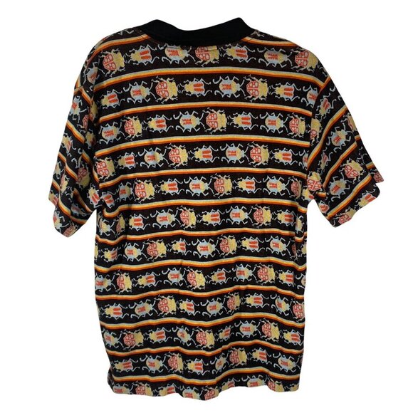 Obey Bugs Jacquard knit Polo Shirt Black MultiSeason Men’s M colorful preppy - Picture 6 of 10